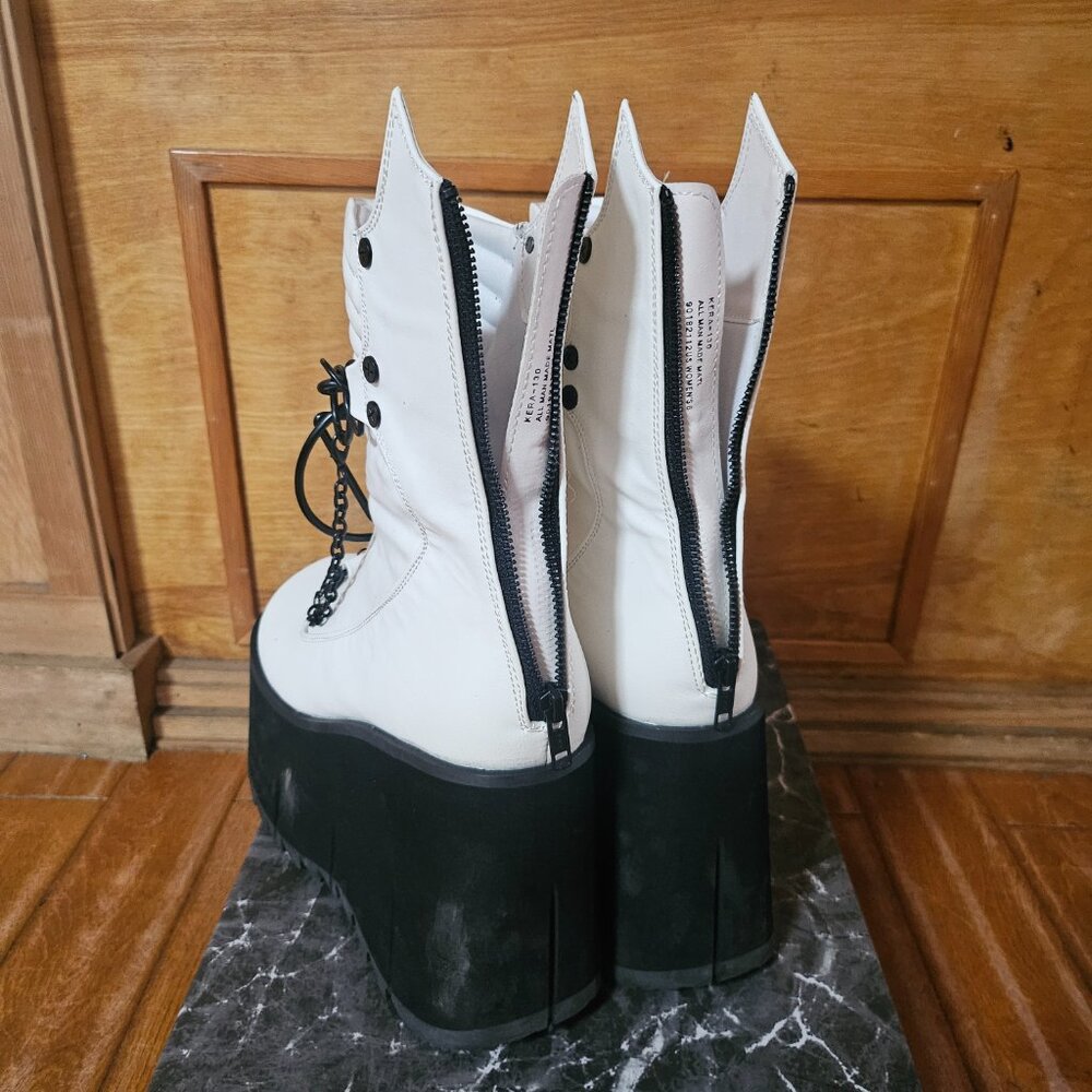 LIKE NEW DEMONIA Kera-130 White Platform Boots - Picture 4 of 8